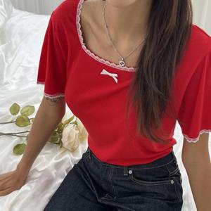 빅사이즈 506 켓레이스리본반팔티 DYPS388