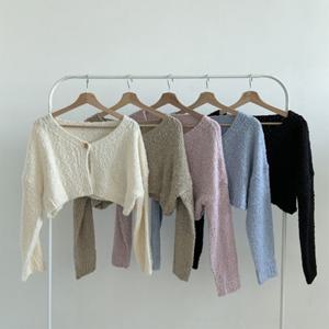 여성 엷은 탱크 뽀글이 싱글버튼 가디건