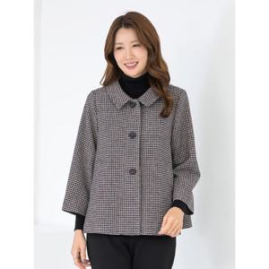 [모슬린]엄마옷 울모직 카라 체크 정장 망토자켓 511FGH004 마담