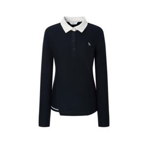 [헤지스골프][BEST]여성 기모 배색 카라 티셔츠(HWTS5D712BK)