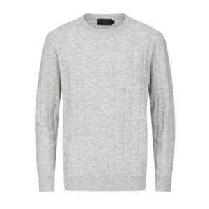 [리얼지오지아][25FW] 라이트 그레이 워셔블 세로골 라운드 니트 ADF4ER1803