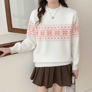 [올리비에스클로젯] 스노우 패턴 반폴라 니트_O2512KN071D