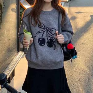 [올리비에스클로젯] 배색 체리 라운드 니트_O2512KN073D