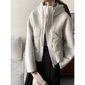 [헤레이스](울100%)다운 후드 핸드메이드 점퍼_YMSH25FW349