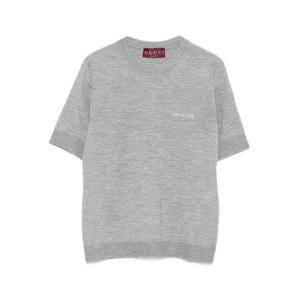 25FW 구찌 인타르시아 캐시미어 실크 탑 836747XKEWC1014 GRIGIO DOM