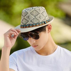 남성 여름 밀짚모자 중년 바리스타 인디안 페도라