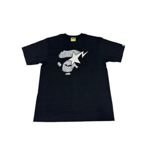 베이프 와일드 레오파드 패턴 에이프 페이스 스타 티셔츠 001TEL801042M BLK