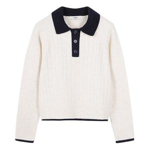 [폴햄]여성 포그니 립조직 카라 풀오버 니트 PHE4ET2330