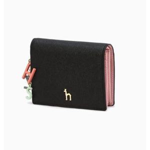 [헤지스ACC] 블랙 퍼피장식 소가죽 반지갑 HIWA6E617BK