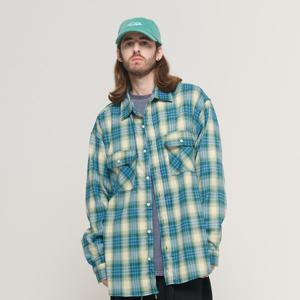 [카고브로스]POCKET FLANNEL OVER CHECK SHIRT (GREEN)