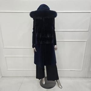 [미니멈]MZDKFV0920NA 밍크배색 천연양모 후드폭스 롱 베스트