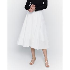 질스튜어트 뉴욕 여성 25SS 스테디셀러 화이트 단색 면혼방 플레어스커트 WJSK5B720WT
