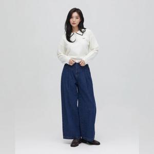 플라스틱아일랜드  (PS7DP202) BEIGE 핀턱 와이드핏 데님 팬츠