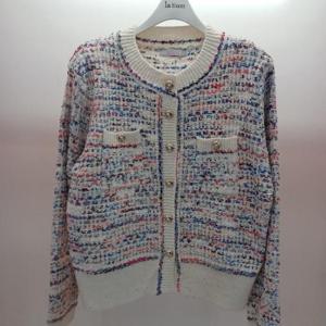 Latium HC06 봄느낌 비즈배색 앞오픈 트위드형 라운드 울 가디건 T2611cd04I