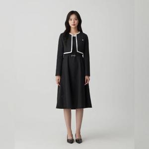 플라스틱아일랜드  (PS1WO201) SET 트위드 JK 벨트 슬리브리스 원피스