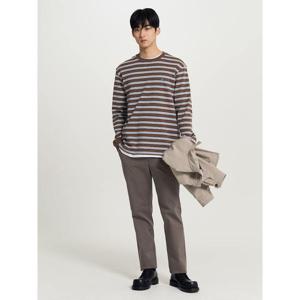 [빈폴멘] 멀티 스트라이프 라운드넥 긴소매 티셔츠 - 브라운 (BC6241C57D)