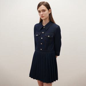 [SATIN] 데님 플리츠 원피스 S261T655