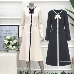 [미니멈]MD 라인 배색 버튼 플레어 원피스 MD MM1AGWO1950LE1