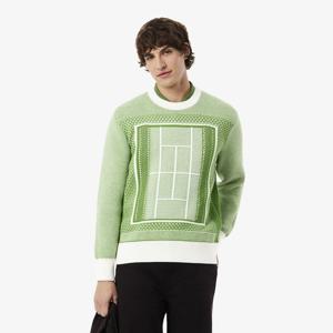 [라코스테공식] 남성 테니스 코트 자카드 긴팔 크루넥 풀오버 AH0619-56G 4SI