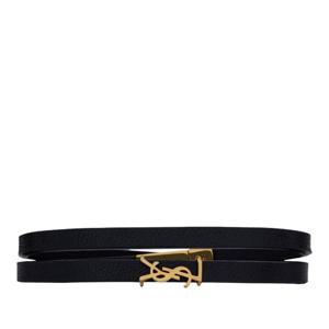 생로랑 골드 로고 더블 랩 가죽 팔찌 745602BL40J 1000