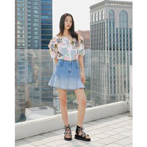 [에고이스트] ER3DS760 오비장식 포인트 그라데이션 데님 스커트 (25년 가을)