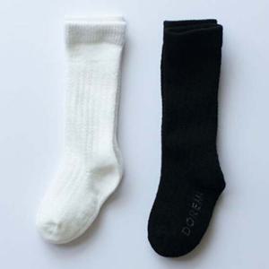 베이비 아기 니삭스 2족 흰색 검정 유아 아동 반양말