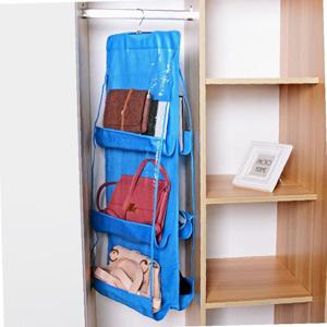 간편걸이식 블루 가방정리대 6칸 가방정리함