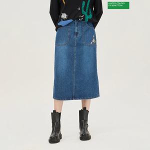 베네통 볼링 자수 데님 스커트 BASKA2611