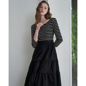 [르니앤맥코이] 리본브로치 니트배색 원피스 ML10OP001HJY