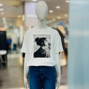 [클리지]라운드 레터링 프린트 반팔 티셔츠 CQ2WTS03