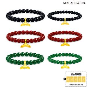 제메이스 24K순금 행운 테일 원석 팔찌+24K순금 5종
