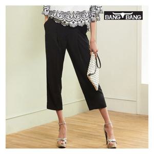 [뱅뱅][뱅뱅] 여성 세미 배기핏 스판 팬츠 검정