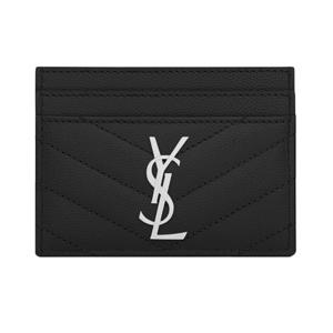 입생로랑 여자 카드지갑 블랙 은장 423291