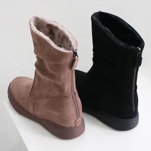 [옷자락]여자 겨울부츠 지퍼 통굽 방한 스웨이드 털안감 워커