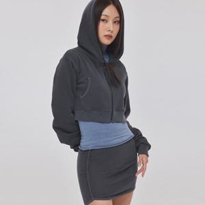 SKINNY RIB BLOCK ZIP-UP HOODIE_T326OT802(CG)