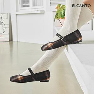 엘칸토 인텐스 여성 체크 메리제인 플랫 1cm LCWD50I439