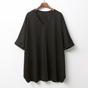 아이우먼 브이가오리무지롱반팔티 ILE027M407 빅사이즈