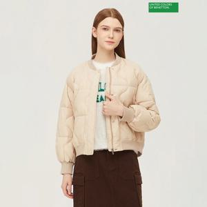 베네통 배색 퀼팅 블루종 점퍼 BAPDF7361_BE