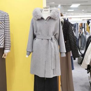 르피타 DP01 폭스 후드퍼 울블랜드 코트 L244UCOB53