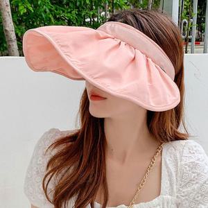 롤업 와이드 챙 썬캡 모자 핑크 투웨이 여름 헤어밴드