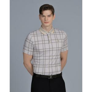 닥스 골프 25SS베이지 뉴체크 메쉬 반팔 폴로 티셔츠 DGTS5B901I2