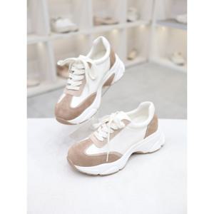 [코디엘루]배색 가죽 세무 여성 스니커즈 6cm CDSP100447