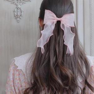 포니테일 로우번 머리끈 오간자 리본 셀프 AA0267