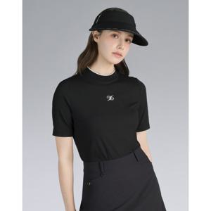 닥스 골프 여성 25SS PREMIUM 블랙 골지 로고 원포인트 티셔츠 DNTS5B433BK