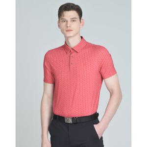 닥스 골프 25SS PREMIUM 레드 냉감 하우스패턴 반팔 카라 티셔츠 DGTS5B424R2
