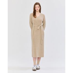 질스튜어트 뉴욕 여성 24FW 인기 급상승울 100% 베이지 골지 스트랩 울 니트원피스 JSSW4D500I2