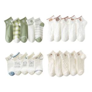 미끄럼방지 무지 면 예쁜 중학생 얇은 단목 양말 5P