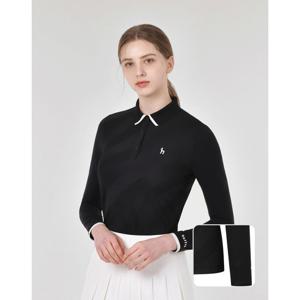 헤지스 골프 여성 25SS 블랙 여성 냉감 하이브리드 카라 티셔츠 HWTS5B302BK