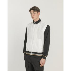 헤지스 골프 25SS ONLINE EXCLUSIVE 화이트 남성 우븐 집업 베스트 점퍼 HUJU5A992OW