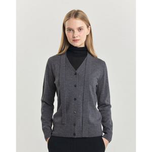 헤지스 여성 24FW 반값세일울100% 그레이 워셔블 타이 장식 브이넥 가디건 HSSW4DP71G1